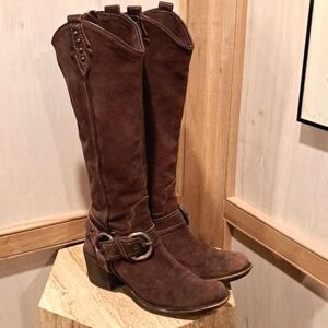 Apepazza suede tall buckle boots 6